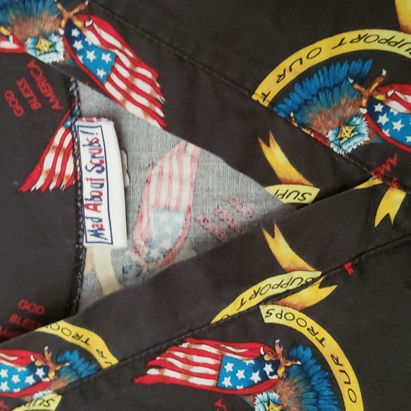 Support Our Troops Eagle Flag Scrub Top Unisex - Picture 2 of 7